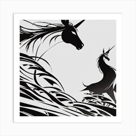 Unicorns In The Water Art Print