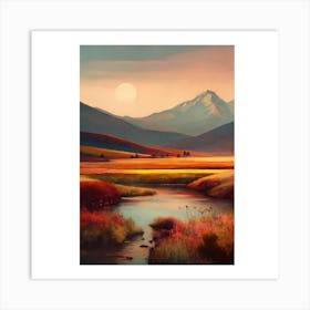 'Sunset In The Mountains' 1 Art Print