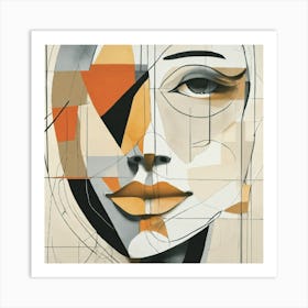 Beautiful Calm Woman Face Line Drawing  Art Print