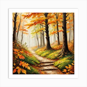 Forest In Autumn In Minimalist Style Square Composition 321 Art Print