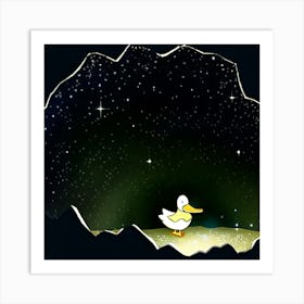 Duck under twinkling stars Art Print