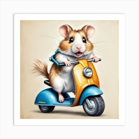 Hamster On A Scooter 2 Art Print