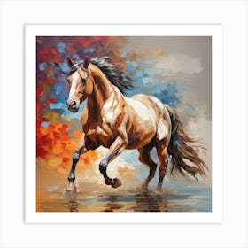 Horse Running In Water 4 Art Print