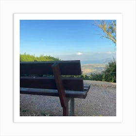 Bench Overlooking The Sea 1 Art Print