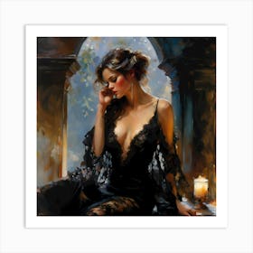 A Brunette Experiences Evening Melancholy Art Print