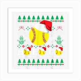 Ho Ho Ho Softball Ugly Christmas Sweater Santa Hat Gifts Boy Art Print