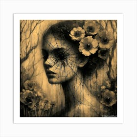 Girl With Flowers Art Print