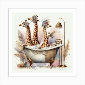 Spotted Serenity: Bath Time Bliss Art Print