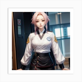 Sexy Girl In Uniform Art Print