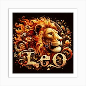 Leo Zodiac Sign, Fire Element, The Lion Art Print