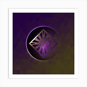 Geometric Neon Glyph on Jewel Tone Triangle Pattern 162 Art Print