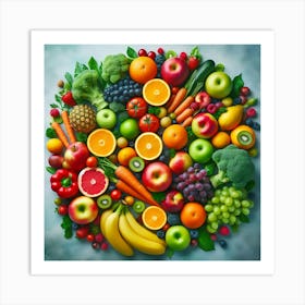 Circle Of Fruits And Vegetables Art Print