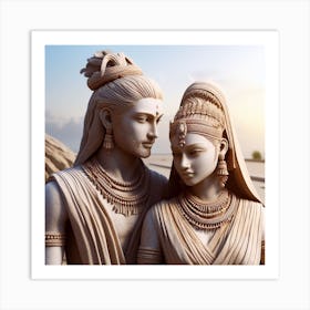 Lord Shiva And Lord Ganesha Art Print