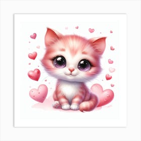 Valentine's day, Kitten 2 Art Print