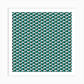 Woven Pattern Pattern Green Blue Grey Hues Art Print