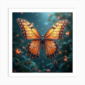 A Surreal Butterfly With Wings Of Fractal, Shimmering Patterns Fluttering Through A Cosmic Garden Art Print