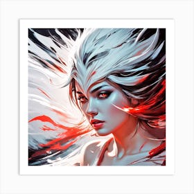 Girl With White Hair And Red Hair Art Print