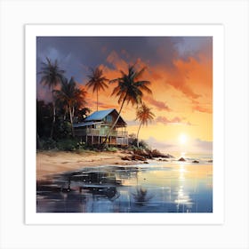 Vivid Horizons: Caribbean Sunset Glow Art Print