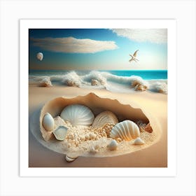 Shells On The Beach Art Print