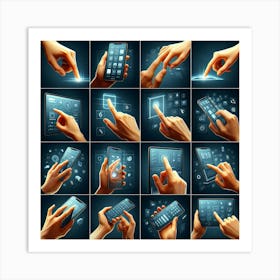 Hands Using Mobile Phones Art Print