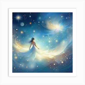 Girl in the Cosmos Art Print