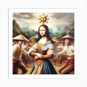 Mona Lisa dancing in Philippine costume Art Print