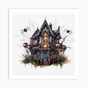 Gothic Halloween Haunted House Art Print