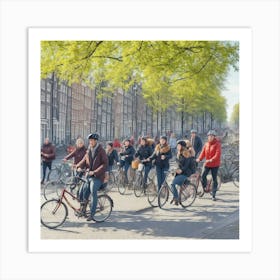 Amsterdam - People On Bikes Art Print