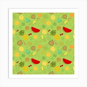 Seamless Pattern With Fruit Vector Art Print