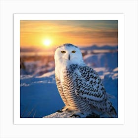 Firefly Majestic Snowy Owl In Serene Winter Sunrise 91176 (2) Art Print