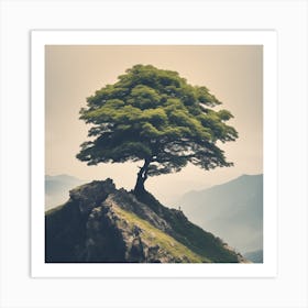 Lone Tree On Top Of Mountain 9 Art Print