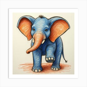 Baby Elephant Drawing Art Print