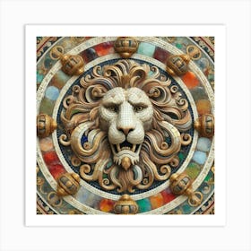 Mosaic Lion Head Art Print