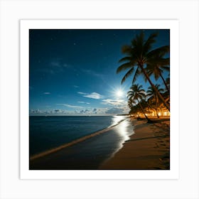 Beach At Night Art Print