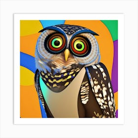 Owl On A Colorful Background Art Print