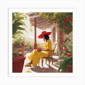 Woman In A Yellow Hat Art Print