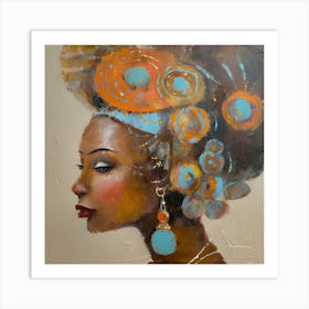 A woman with a unique hairstyle and decorated with earrings. Van Gogh Art Print