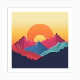 Mountain Landscape - Colourful mountains, vector illustration abstract art, abstract painting  city wall art, colorful wall art, home decor, minimal art, modern wall art, wall art, wall decoration, wall print colourful wall art, decor wall art, digital art, digital art download, interior wall art, downloadable art, eclectic wall, fantasy wall art, home decoration, home decor wall, printable art, printable wall art, wall art prints, artistic expression, contemporary, modern art print, Art Print