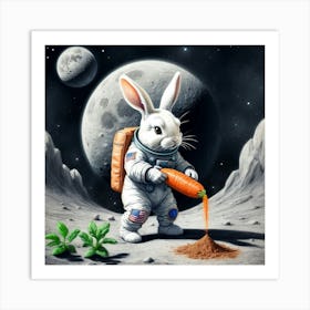 Rabbit On The Moon 6 Art Print