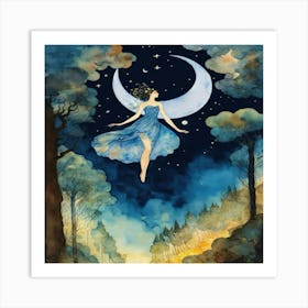 Moon And Stars 2 Art Print