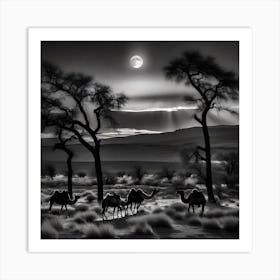 Camels In The Desert 16 Art Print