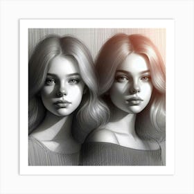 Portrait Of Two Women Art Print