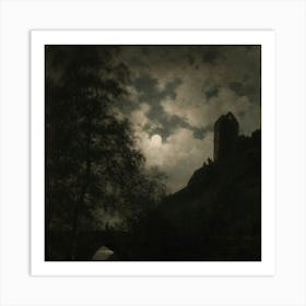 Moonlight Over The Castle Art Print