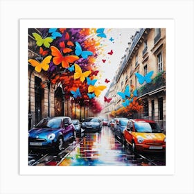 Butterflies In The Rain 2 Art Print