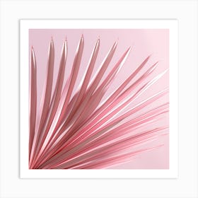 Pink Palm Leaf On Pink Background Art Print