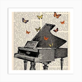 Piano With Butterflies Art Print