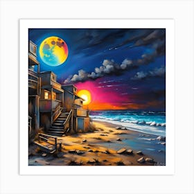 Moonlight Magic Over The Beach 1 Art Print