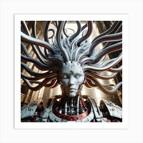 Cyborg With Gorgon Style Hair Art Print