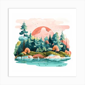 Landscape With Trees Art Print