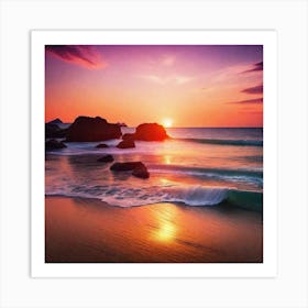 Sunset On The Beach 264 Art Print